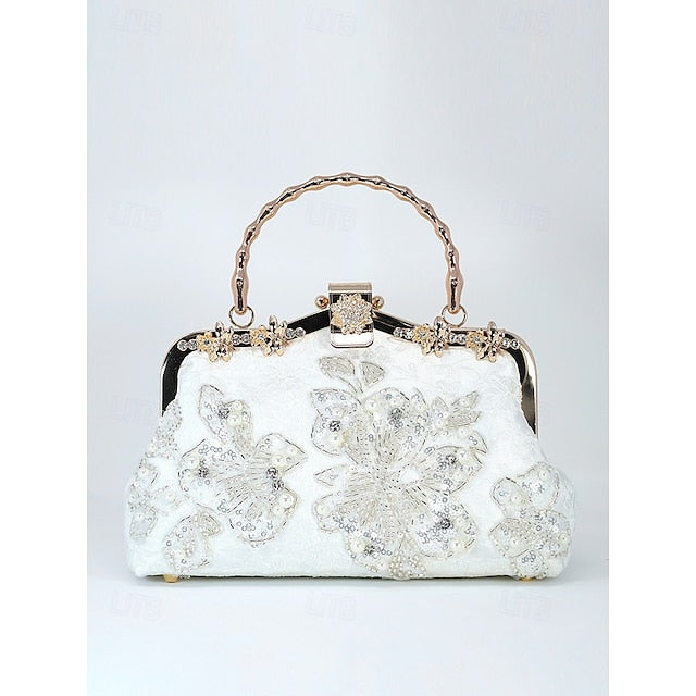 Elegance in Every Detail: Women's Beaded Clutch & Multi-Carry Evening Bag White Black / White Black White-Black / White-Black-