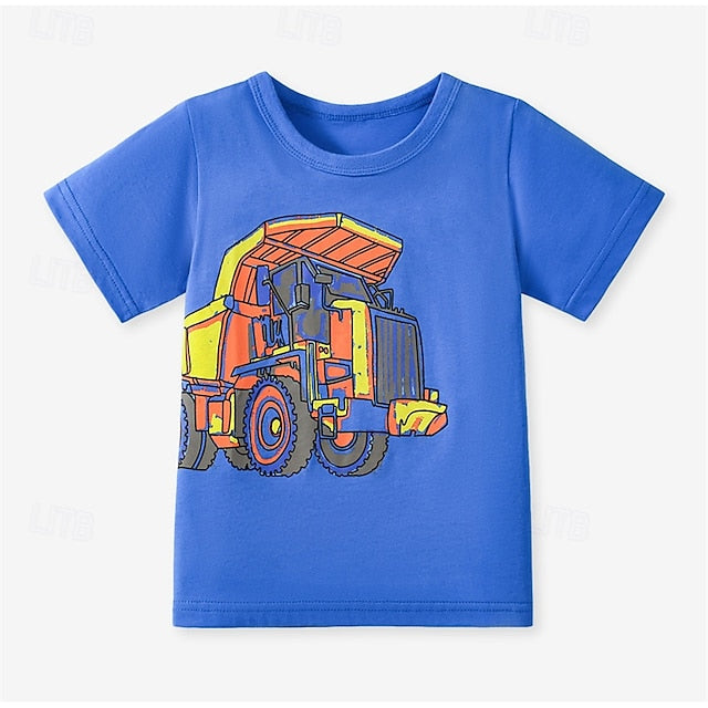 Fun & Colorful 3-Pack Boys' T-Shirts: Cartoon Crew Neck for Spring/Summer Adventures! red+blue+Light Blue / 4 Years(110cm) red+blue+Light Blue / 4-5 Years(120cm) red+blue+Light Blue / 5-6 Years(130cm) red+blue+Light Blue / 4 Years(110cm)-red+blue+Light Blue / 4-5 Years(120cm)-red+blue+Light Blue / 5-6 Years(130cm)-red+blue+Light Blue / 7-8 Years(140cm)-