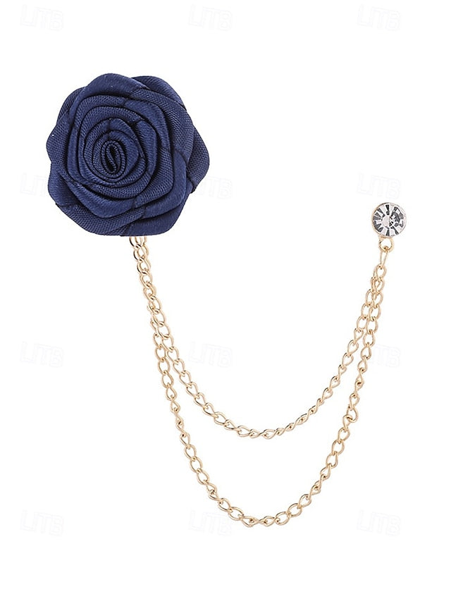 Elegant Men's Rose Brooch: Stylish Accessory for Weddings and Business Casual White Black Burgundy White-Black-Burgundy-Red-Light Cyan-Sky Blue-Gray-Champagne-Dark Blue-Pink-Royal Blue-Purple-