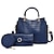 Chic 3-Piece PU Leather Handbag Set for Women - Stylish Office & Casual Carryall Pink Blue Black Pink-Blue-Black-White-Brown-Red-