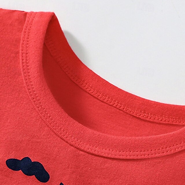 Fun & Colorful 3-Pack Boys' T-Shirts: Cartoon Crew Neck for Spring/Summer Adventures! red+blue+Light Blue / 4 Years(110cm) red+blue+Light Blue / 4-5 Years(120cm) red+blue+Light Blue / 5-6 Years(130cm) red+blue+Light Blue / 4 Years(110cm)-red+blue+Light Blue / 4-5 Years(120cm)-red+blue+Light Blue / 5-6 Years(130cm)-red+blue+Light Blue / 7-8 Years(140cm)-