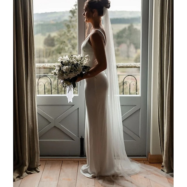 Timeless One-Tier Chapel Wedding Veil in Classic Tulle - Elegant Formal Style