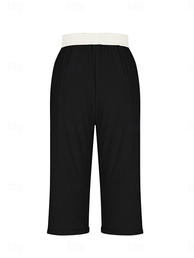 Chic Color Block Chinos for Women - Stylish Calf-Length Black / S Black / M Black / L Black / S-Black / M-Black / L-Black / XL-Black / XXL-Sky Blue / S-Sky Blue / M-Sky Blue / L-Sky Blue / XL-Sky Blue / XXL-Pink / S-Pink / M-Pink / L-Pink / XL-Pink / XXL-Grey / S-Grey / M-Grey / L-Grey / XL-Grey / XXL-