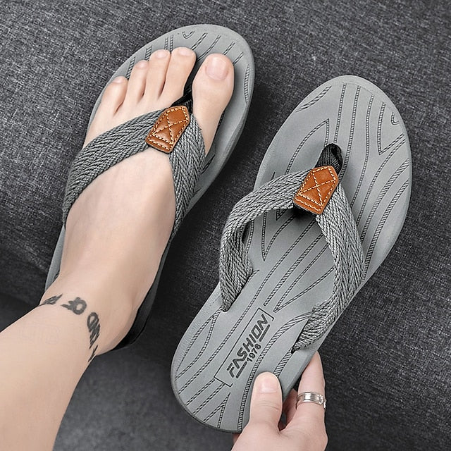 Men's Breathable Nylon Flip Flops - Comfortable Slip-Resistant