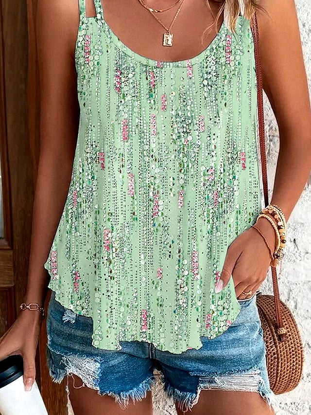 Trendy Camisole Tank Top - Light Green U-Neck Sleeveless Light Green / S Light Green / M Light Green / L Light Green / S-Light Green / M-Light Green / L-Light Green / XL-Light Green / XXL-Light Green / 2XL-