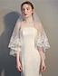 Elegant Two-Tier Lace Applique Wedding Veil - Fingertip Length White