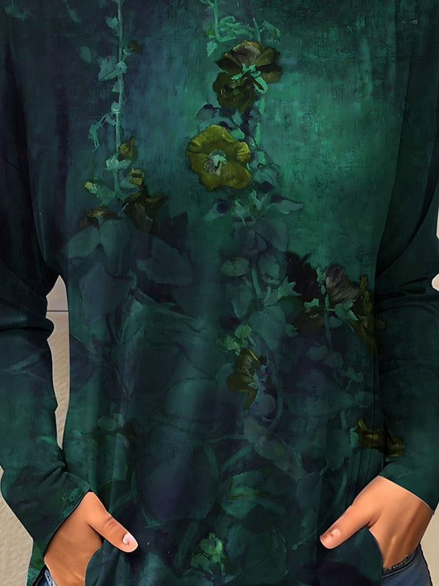 Chic Floral Print Long Sleeve T-Shirt for Women – Perfect for Spring & Fall Blue / S Blue / M Blue / L Blue / S-Blue / M-Blue / L-Blue / XL-Blue / 2XL-Purple / S-Purple / M-Purple / L-Purple / XL-Purple / 2XL-Green / S-Green / M-Green / L-Green / XL-Green / 2XL-