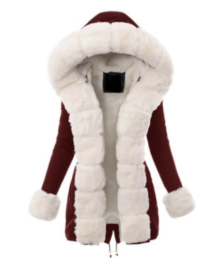 Cozy Chic: Women's Minimalist Sherpa Fleece Jacket with Plush Faux Fur Trim Black / S Black / M Black / L Black / S-Black / M-Black / L-Black / XL-Black / XXL-Wine / S-Wine / M-Wine / L-Wine / XL-Wine / XXL-