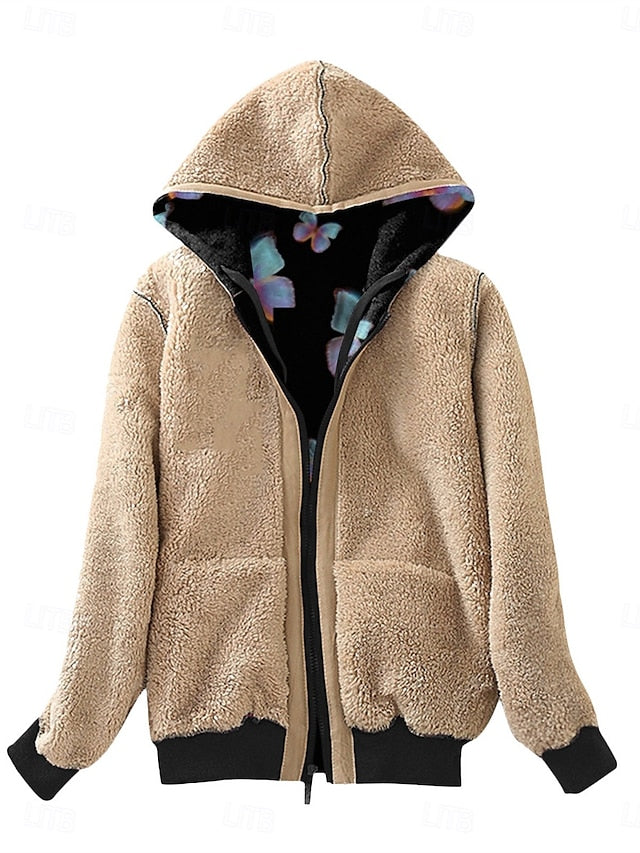 Cozy Teddy Fleece Hoodie Jacket for Women - Warm & Breathable with Zipper Pockets Red / S Red / M Red / L Red / S-Red / M-Red / L-Red / XL-Red / 2XL-Dark Blue / S-Dark Blue / M-Dark Blue / L-Dark Blue / XL-Dark Blue / 2XL-Purple / S-Purple / M-Purple / L-Purple / XL-Purple / 2XL-