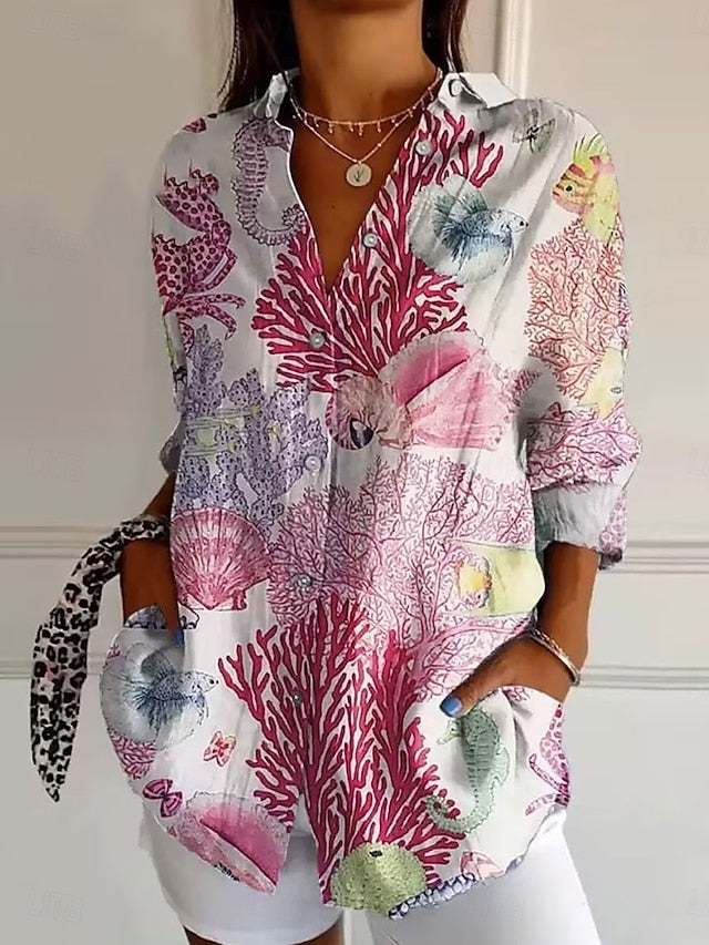 Floral Casual Long Sleeve Women's Shirt - Stylish Blue Button Blue / S Blue / M Blue / L Blue / S-Blue / M-Blue / L-Blue / XL-Blue / 2XL-Purple / S-Purple / M-Purple / L-Purple / XL-Purple / 2XL-Yellow / S-Yellow / M-Yellow / L-Yellow / XL-Yellow / 2XL-Red / S-Red / M-Red / L-Red / XL-Red / 2XL-Pink / S-Pink / M-Pink / L-Pink / XL-Pink / 2XL-White / S-White / M-White / L-White / XL-White / 2XL-