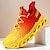 Men's Stylish Slip-Resistant Lace-Up Sneakers - Unique Tissage Design in Yellow, Green, and Gray Yellow