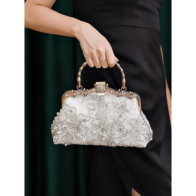 Elegance in Every Detail: Women's Beaded Clutch & Multi-Carry Evening Bag White Black / White Black White-Black / White-Black-