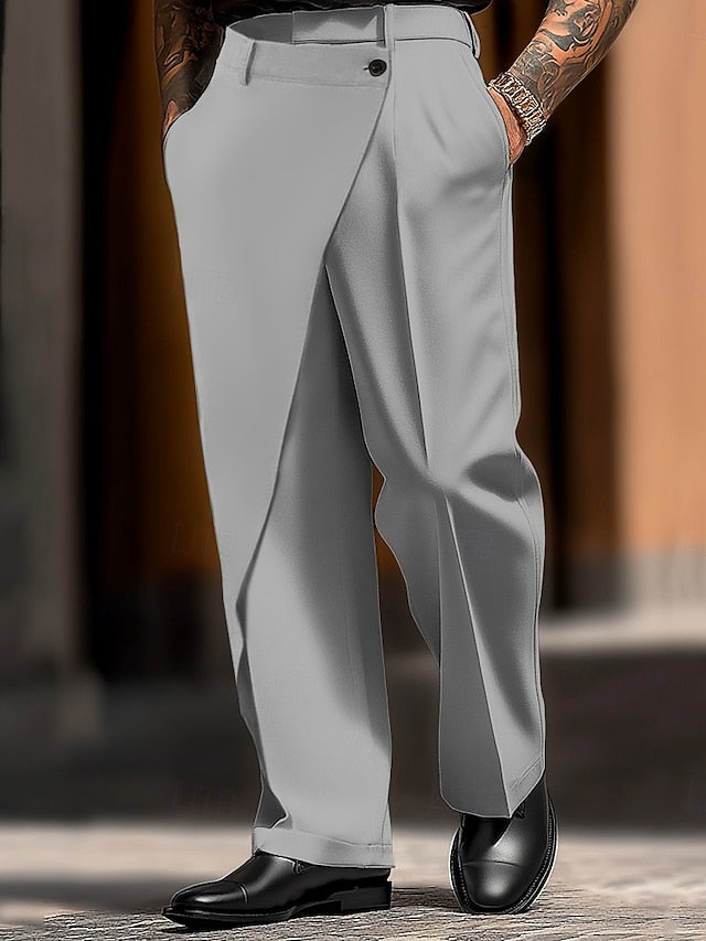Stylish Men's Dress Pants - Comfortable Layered Straight Leg Trousers for Daily Wear