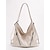 Stylish Multi-Carry PU Leather Tote Hobo Bag – Versatile Large Capacity with Geometric Hardware Black Silver Beige Black-Silver-Beige-