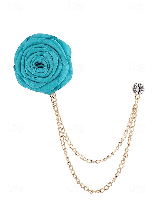 Elegant Men's Rose Brooch: Stylish Accessory for Weddings and Business Casual White Black Burgundy White-Black-Burgundy-Red-Light Cyan-Sky Blue-Gray-Champagne-Dark Blue-Pink-Royal Blue-Purple-