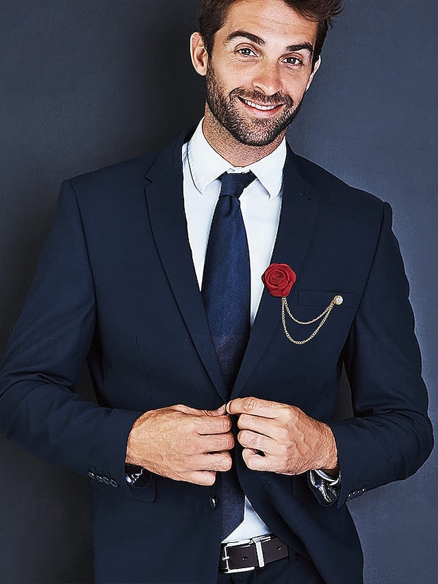 Elegant Men's Rose Brooch: Stylish Accessory for Weddings and Business Casual White Black Burgundy White-Black-Burgundy-Red-Light Cyan-Sky Blue-Gray-Champagne-Dark Blue-Pink-Royal Blue-Purple-
