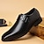 Men's Breathable PU Leather Monk Shoes - Comfortable, Slip-Resistant Design Black