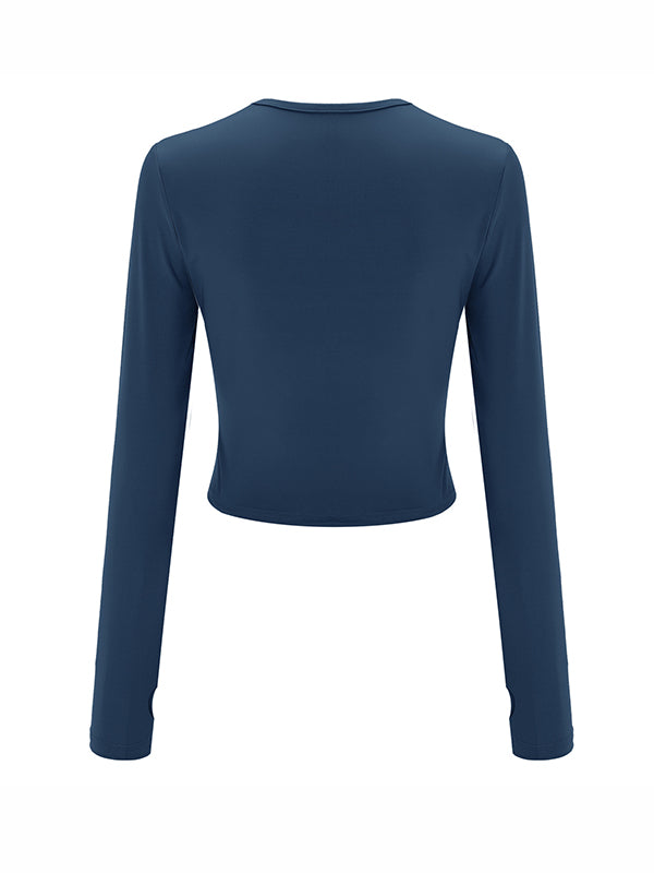 Chic & Versatile: Long Sleeve Skinny Hollow Solid Color Round Neck T-Shirt RED / S RED / M RED / L RED / S-RED / M-RED / L-PINK / S-PINK / M-PINK / L-BLUE / S-BLUE / M-BLUE / L-WHITE / S-WHITE / M-WHITE / L-GREEN / S-GREEN / M-GREEN / L-BROWN / S-BROWN / M-BROWN / L-BLACK / S-BLACK / M-BLACK / L-ORANGE / S-ORANGE / M-ORANGE / L-