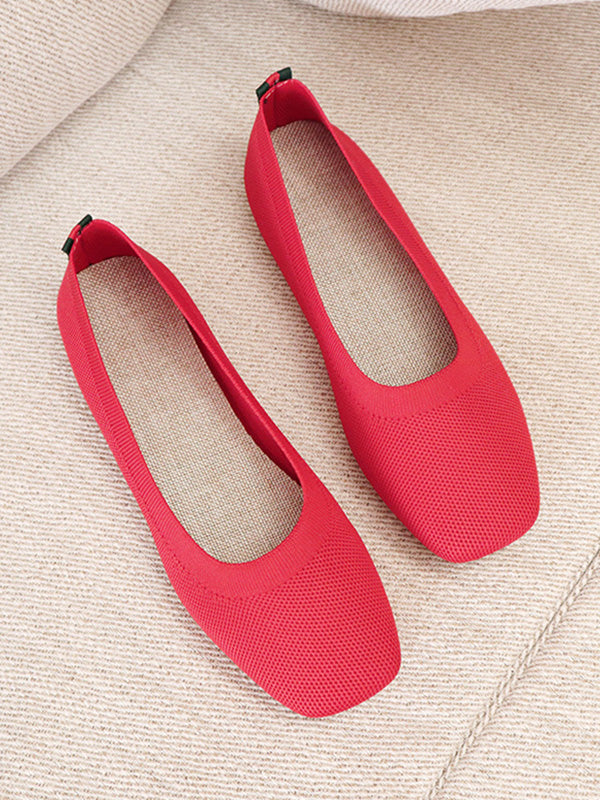 Ultimate Comfort: Breathable Solid Color Flat Shoes for Everyday Style RED