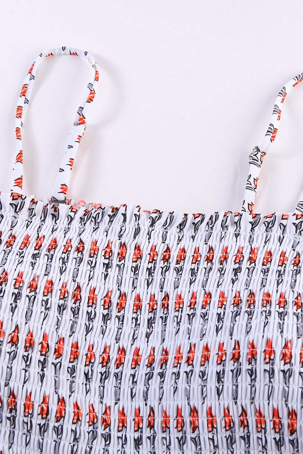 Printed Smocked High-Waisted Swimsuit - Perfect for Poolside Glam!