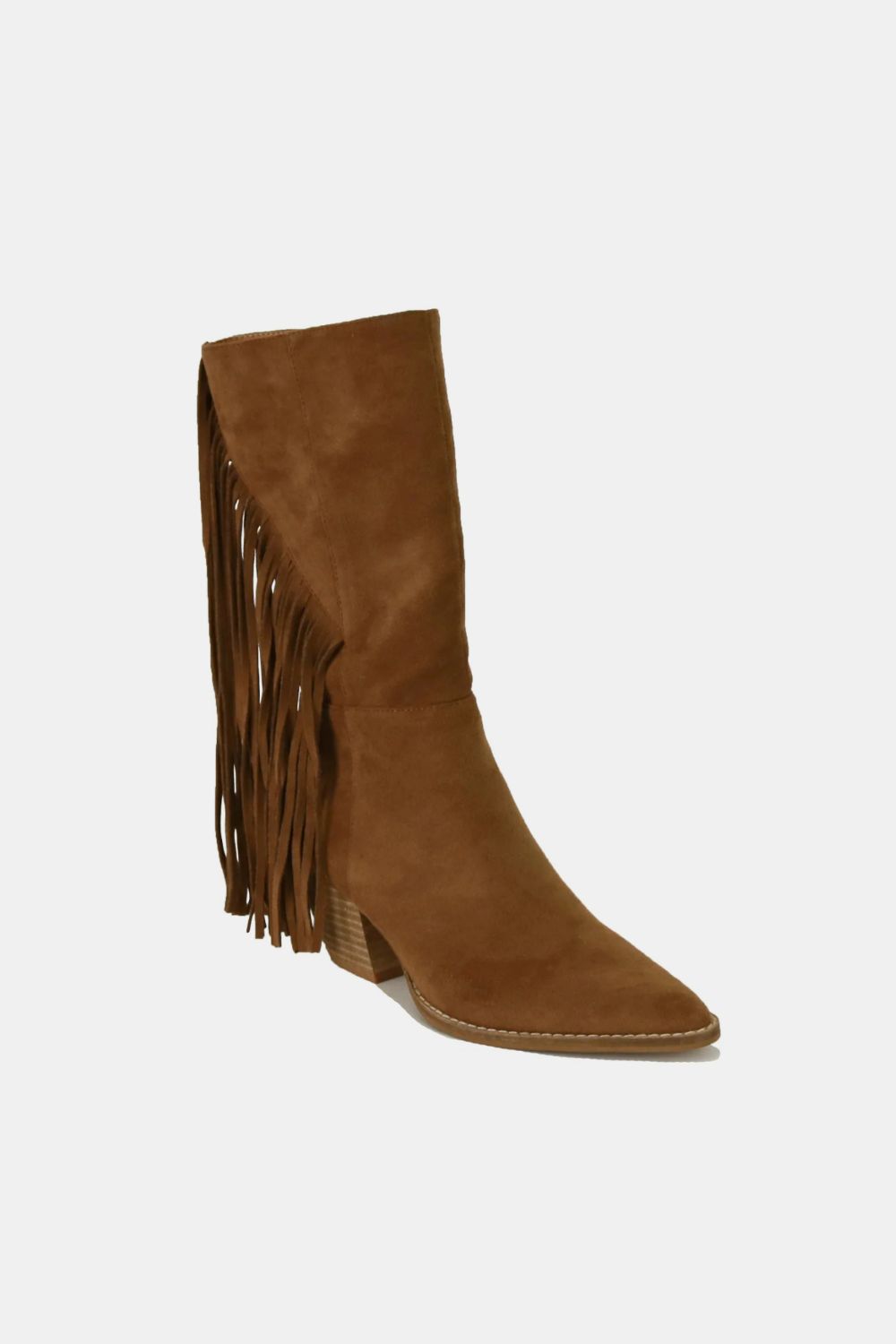 Beast Fashion Suede Fringe Point Toe Boots Coffee / 6 Coffee / 6.5 