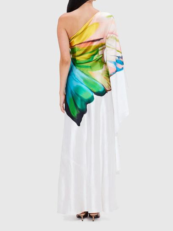 Boho-Chic Asymmetric Floral One-Shoulder Maxi Dress – Effortless Elegance for Every Occasion! WHITE / S WHITE / M WHITE / L WHITE / S-WHITE / M-WHITE / L-WHITE / XL-WHITE / 2XL-