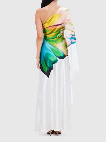Boho-Chic Asymmetric Floral One-Shoulder Maxi Dress – Effortless Elegance for Every Occasion! WHITE / S WHITE / M WHITE / L WHITE / S-WHITE / M-WHITE / L-WHITE / XL-WHITE / 2XL-