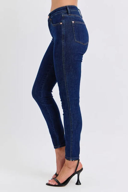 Judy Blue Full Size Midi Rise Tummy Control Classic Skinny Jeans Plus Size DK / 1(25) DK / 24W DK / 3(26) DK / 1(25)-DK / 24W-DK / 3(26)-DK / 5(27)-DK / 7(28)-DK / 9(29)-DK / 11(30)-DK / 13(31)-DK / 15(32)-DK / 14W-DK / 16W-DK / 18W-DK / 20W-DK / 22W-DK / 0(24)-