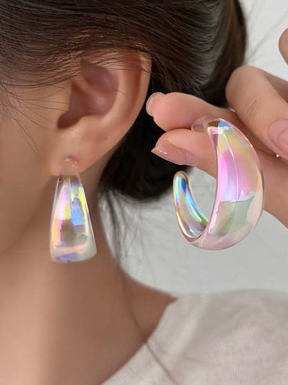 Normcore Geometric Drop Earrings - Bold Contrast Color Design TRANSPARENT / One_size TRANSPARENT / One_size-