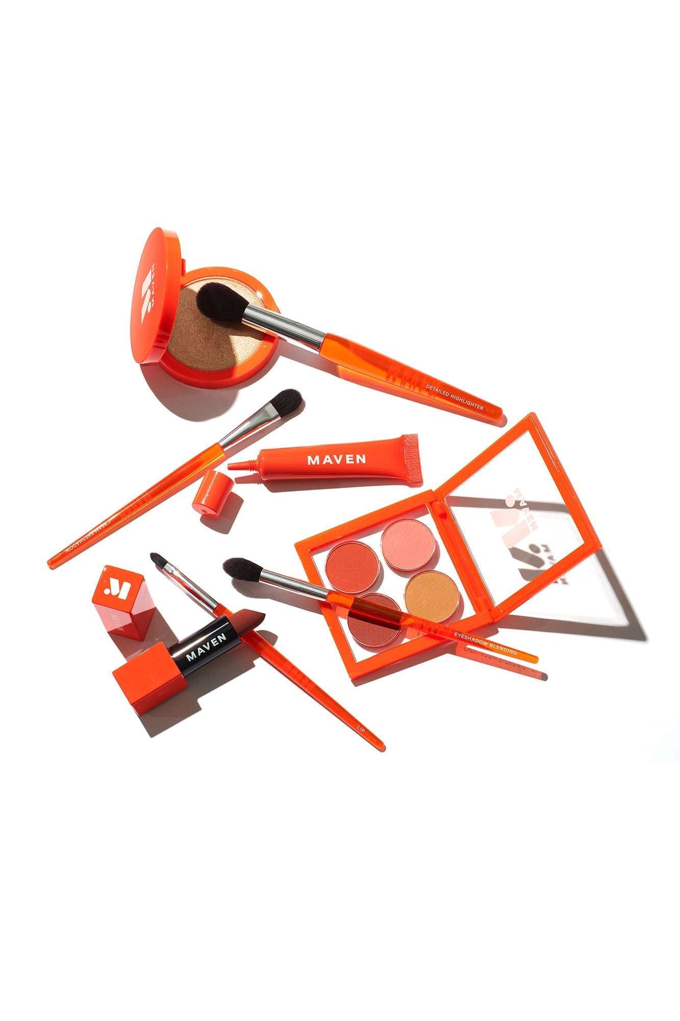 Professional Maven Pro Artistry Lip Brush in Vibrant Orange and Elegant Silver OS OS-