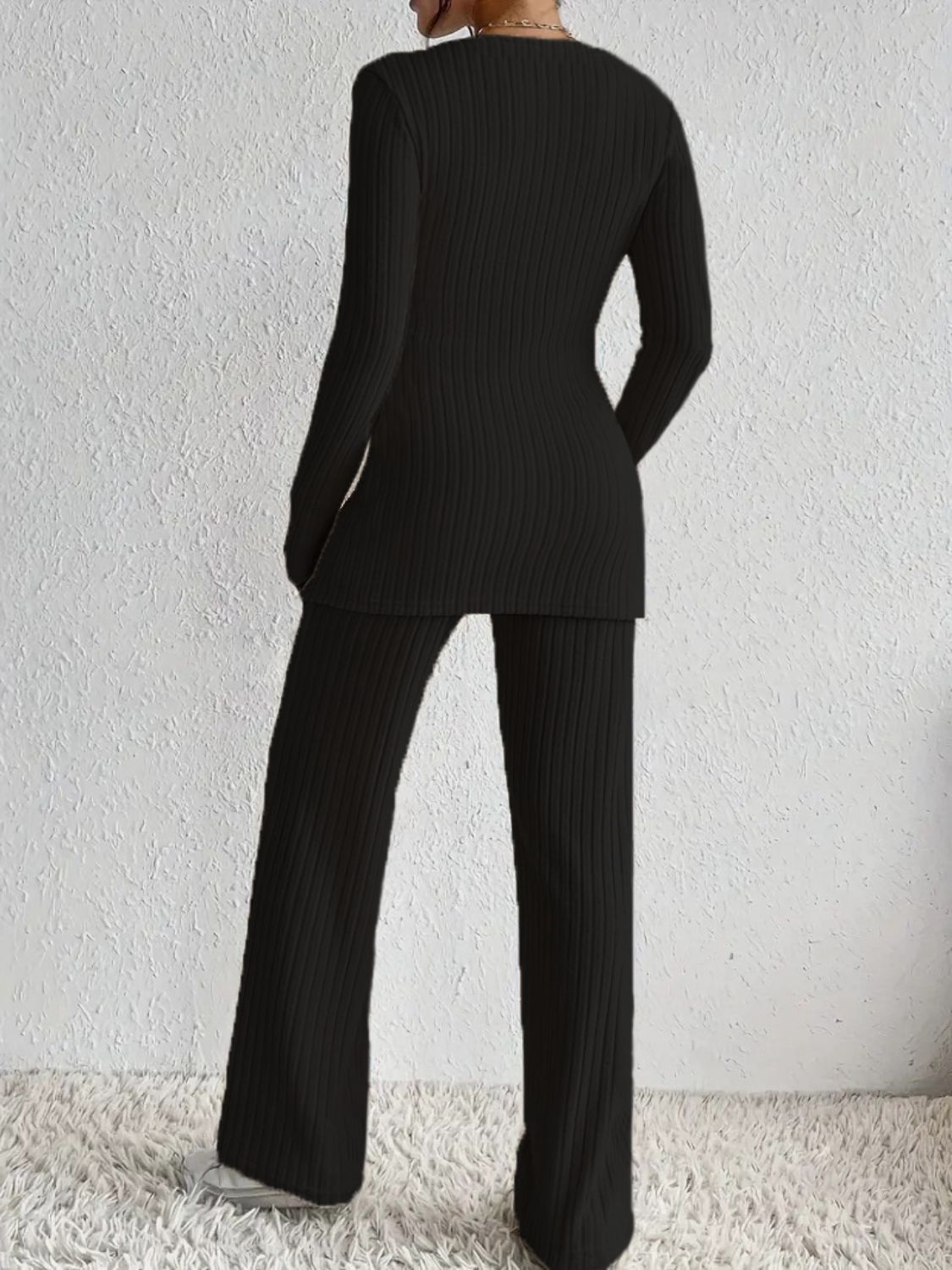 Surplice Long Sleeve Top and Pants Set Black / 2XL Dust Storm / S Light Gray / S Black / 2XL-Dust Storm / S-Light Gray / S-Light Gray / M-Light Gray / L-Light Gray / XL-Light Gray / 2XL-Pastel  Blue / S-Pastel  Blue / M-Pastel  Blue / L-Pastel  Blue / XL-Pastel  Blue / 2XL-Lilac / S-Lilac / M-Lilac / L-Dust Storm / M-Lilac / XL-Lilac / 2XL-Dust Storm / L-Dust Storm / XL-Dust Storm / 2XL-Black / S-Black / M-Black / L-Black / XL-