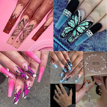 102-Piece Press-On Nails Set with Jewelry Accessories - Fashionqueene.com-press on nails