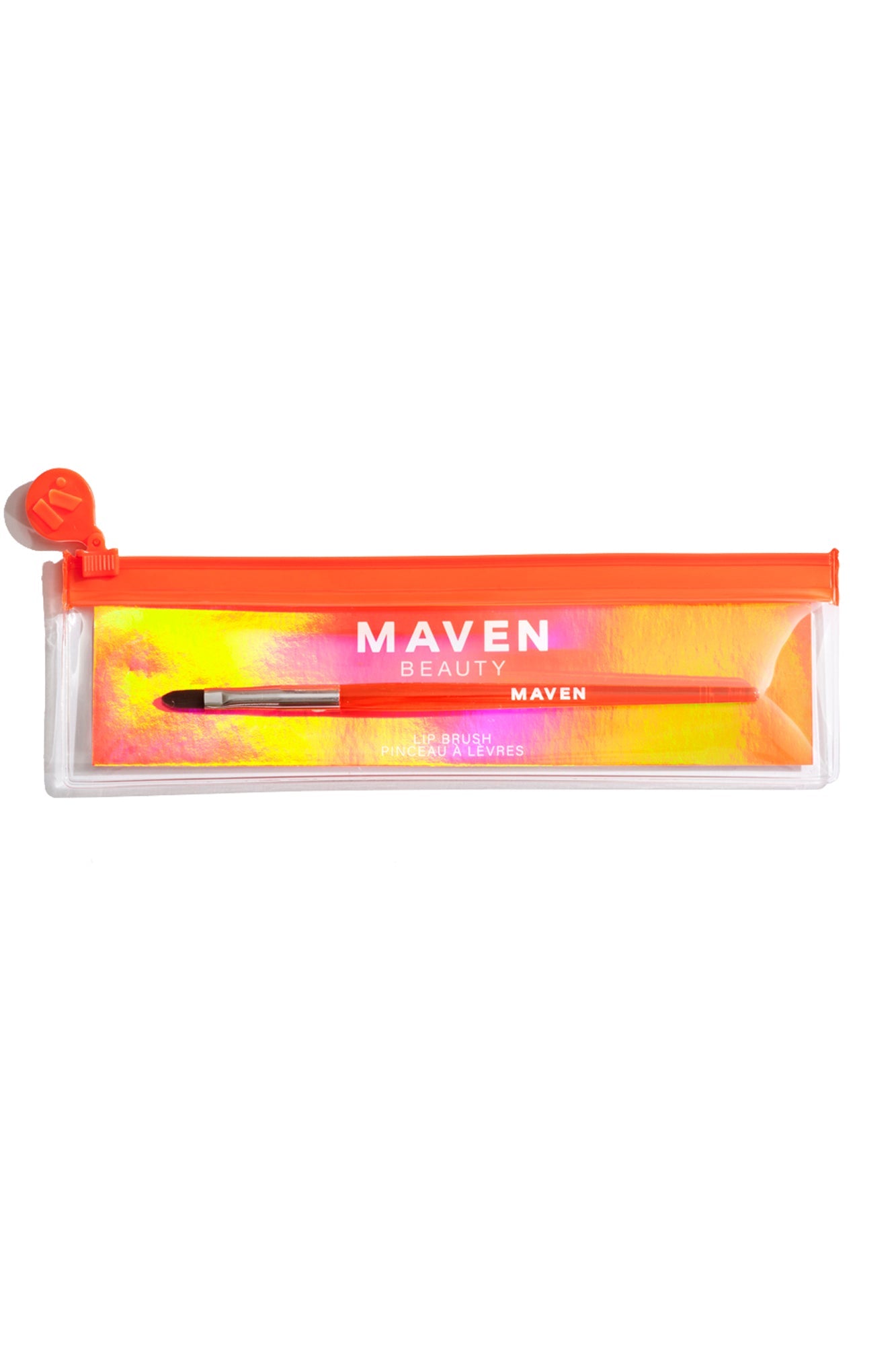 Professional Maven Pro Artistry Lip Brush in Vibrant Orange and Elegant Silver OS OS-