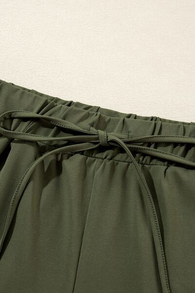 Contrast Trim Tee and Shorts Set Army Green / S Army Green / M Army Green / L Army Green / S-Army Green / M-Army Green / L-Black / XL-Black / M-Army Green / XL-Black / L-Black / S-