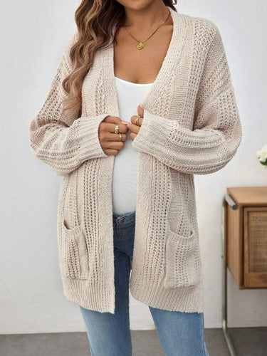 Loose Casual Semi-Sheer Long Sleeve Maternity Sweater Jacket for Winte