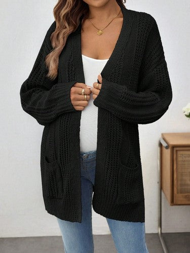 Loose Casual Semi-Sheer Long Sleeve Maternity Sweater Jacket for Winte