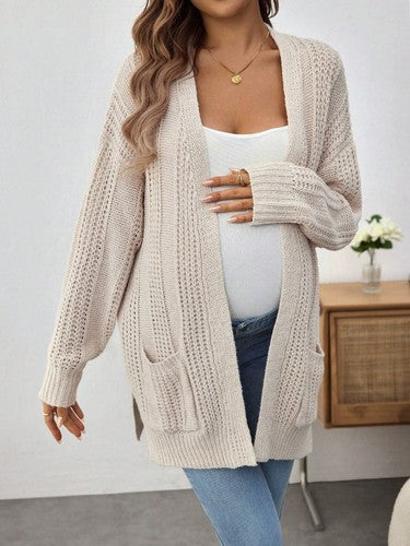 Loose Casual Semi-Sheer Long Sleeve Maternity Sweater Jacket for Winte