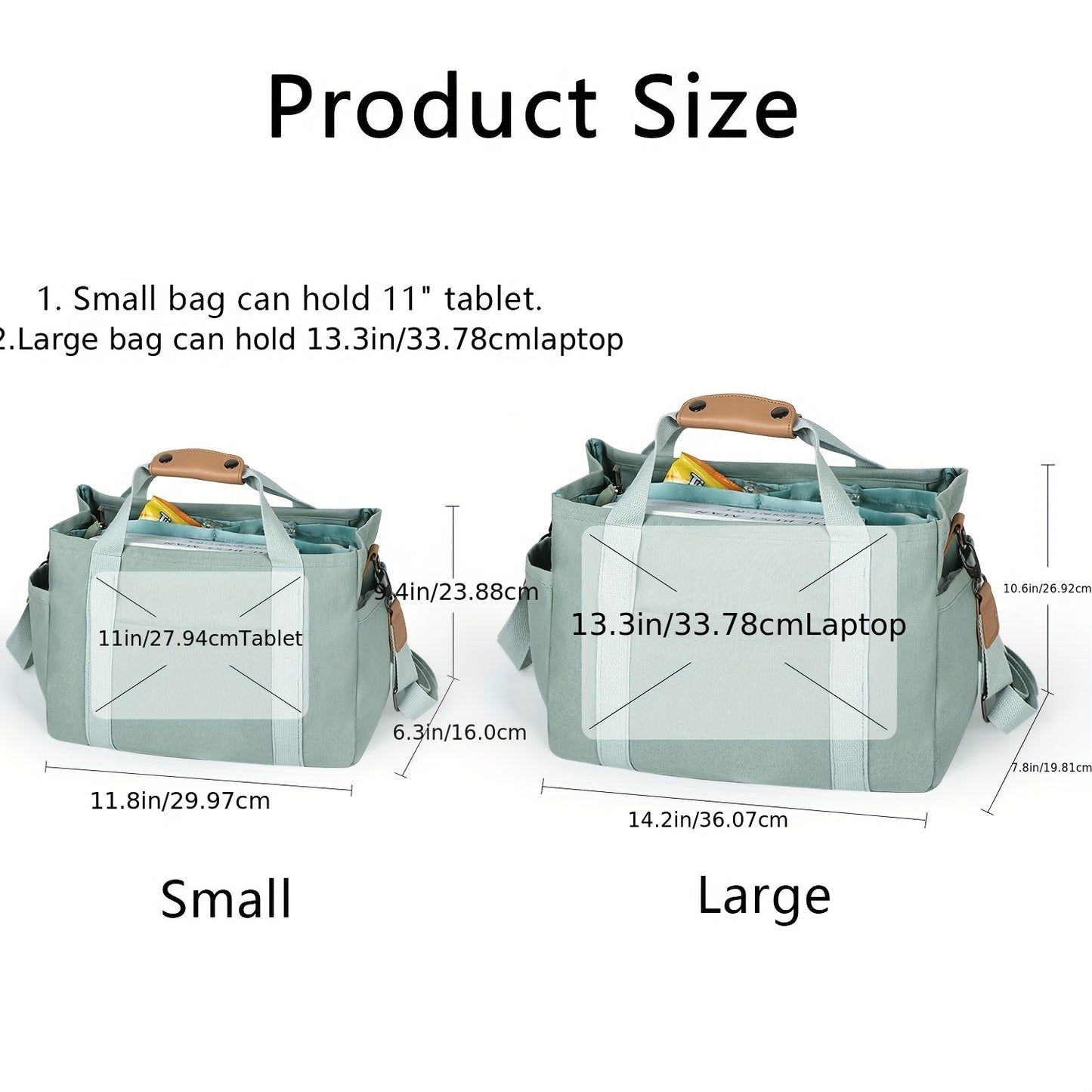 Women's Canvas Tote Bag with Multiple Pockets - Cute Crossbody Shoulder Purse for Work & Travel, Pink Mommy Handbag with Adjustable Strap