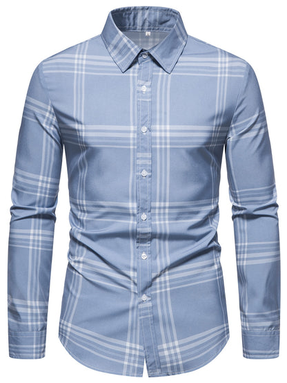 Chic Plaid Print Graphic Collar Shirt for Men - Perfect Casual Look for Any Outing