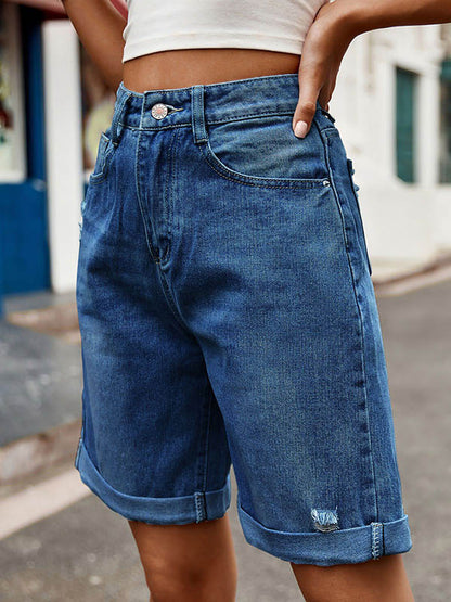 Chic High-Waisted Loose Jean Shorts with Buttoned Pockets GRAY / S GRAY / M GRAY / L GRAY / S-GRAY / M-GRAY / L-GRAY / XL-GRAY / 2XL-DEEP BLUE / S-DEEP BLUE / M-DEEP BLUE / L-DEEP BLUE / XL-DEEP BLUE / 2XL-LIGHT BLUE / S-LIGHT BLUE / M-LIGHT BLUE / L-LIGHT BLUE / XL-LIGHT BLUE / 2XL-