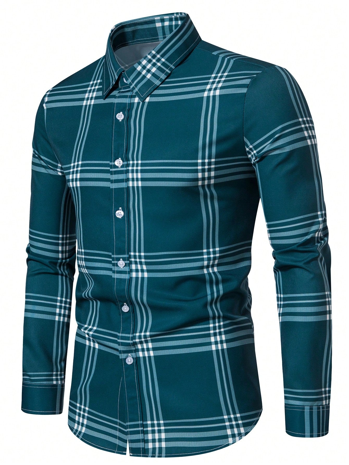 Chic Plaid Print Graphic Collar Shirt for Men - Perfect Casual Look for Any Outing