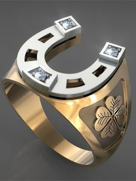 Elegant Alloy Horseshoe-Shaped Leaf Ring - Unisex Fashion Jewelry for Weddings, Anniversaries, and Birthdays 6 7 8 6-7-8-9-10-11-12-13-