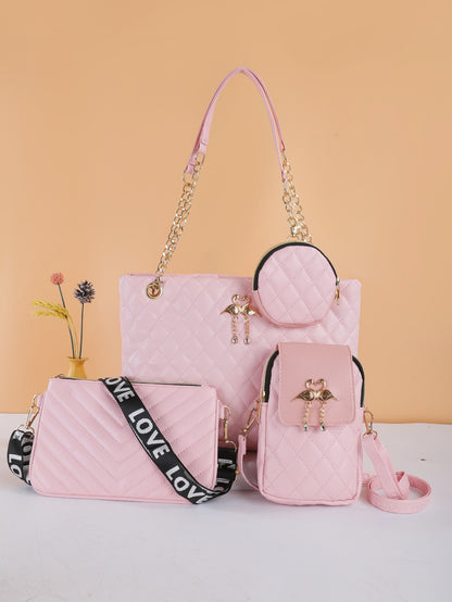 Chic Dual-Style Tote and Crossbody Bag for Effortless Fashion Grey Black Pink Grey-Black-Pink-Black-2-Multicolor-Black-3-White-Black-4-Burgundy-Black-5-Multicolor-6-