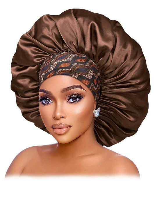 Stylish Wide Brim Sleep Cap for All Hair Types - Comfortable Elastic Band Multicolor Multicolor-2 