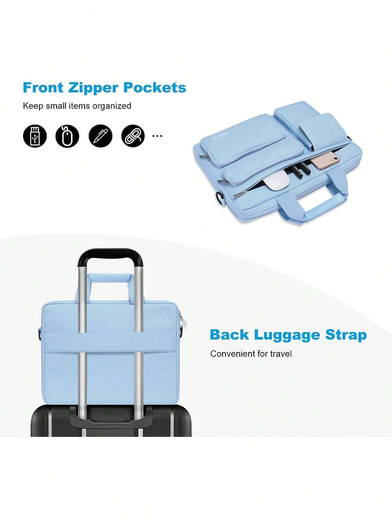 Laptop Shoulder Messenger Bag for MacBook Air - Versatile Storage with Handles and Pockets Black / 16inch Black / 13.3inch Pink / 16inch Black / 16inch-Black / 13.3inch-Pink / 16inch-Pink / 13.3inch-Caramel Brown / 16inch-Mint Green / 16inch-Navy Blue / 16inch-Navy Blue / 13.3inch-airy blue / 16inch-airy blue / 13.3inch-