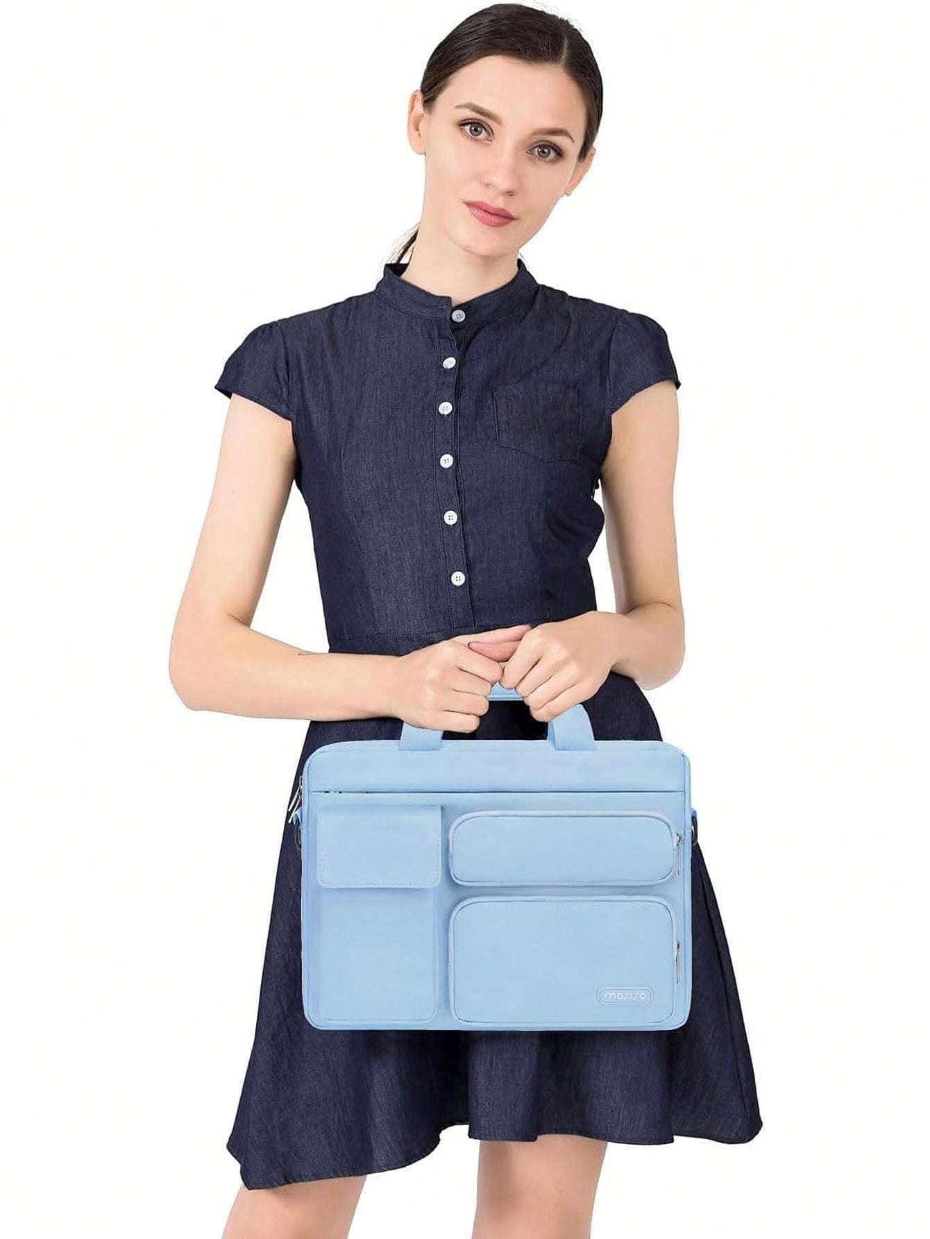 Laptop Shoulder Messenger Bag for MacBook Air - Versatile Storage with Handles and Pockets Black / 16inch Black / 13.3inch Pink / 16inch Black / 16inch-Black / 13.3inch-Pink / 16inch-Pink / 13.3inch-Caramel Brown / 16inch-Mint Green / 16inch-Navy Blue / 16inch-Navy Blue / 13.3inch-airy blue / 16inch-airy blue / 13.3inch-