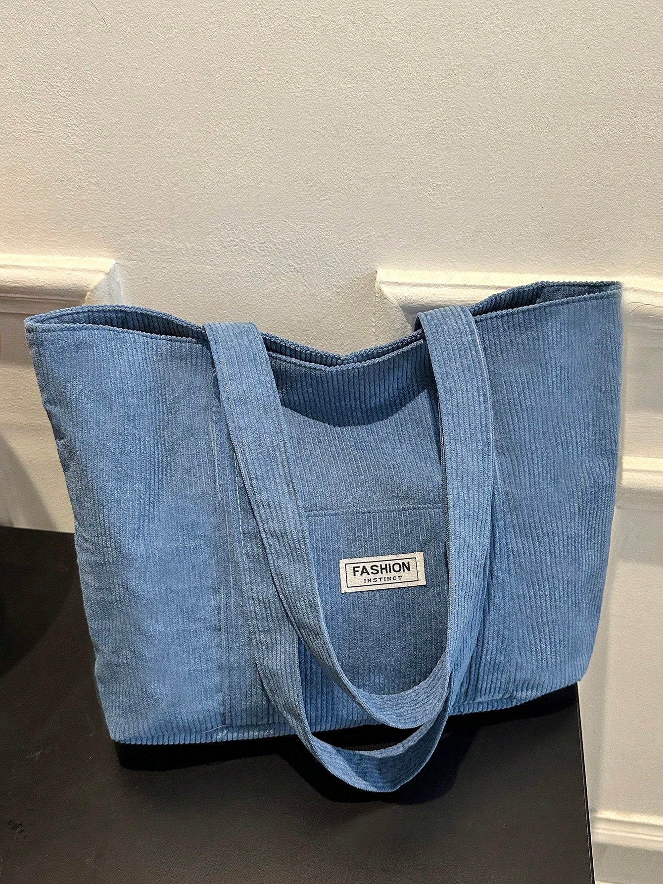 Spacious Corduroy Tote Bag – Perfect for Fall & Winter Adventures! Black / one-size Beige / one-size 