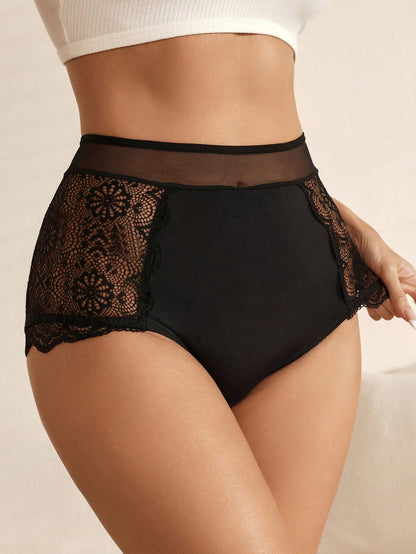 Chic and Comfortable: 3-Piece Lace Trim Panty Set for Ultimate Sleepwear Style S M L S-M-L-XL-
