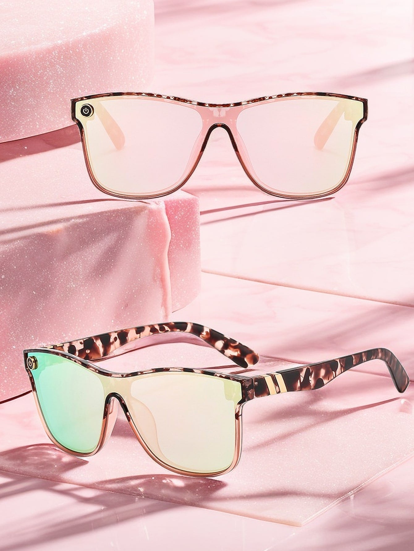 Trendy Pink Oversized Sunglasses with Gradient Reflection – Perfect for Summer Adventures and Festivals