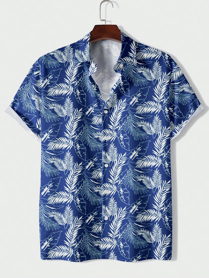 Men's Summer Tropical Print Short Sleeve Shirt - Stylish Beach Ready Attire